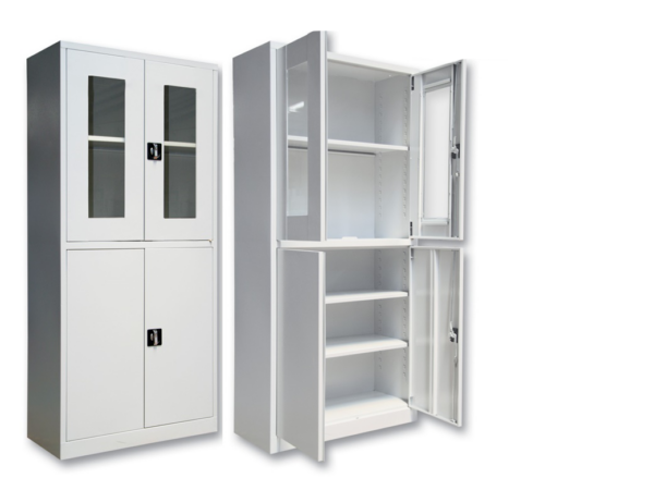 195’lik Yarı Camlı Dosya Dolabı - Plastik Kasa